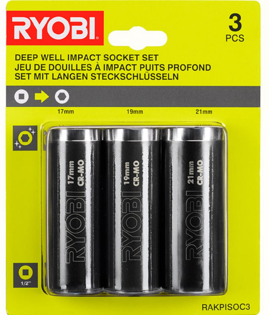 Ryobi RAKPISOC3 Impact Socket Set 3 Piece