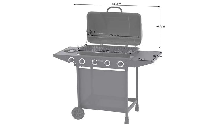 Genuine Cooking Grill For Home 4 Burner With Side Burner Gas BBQ - 3451663