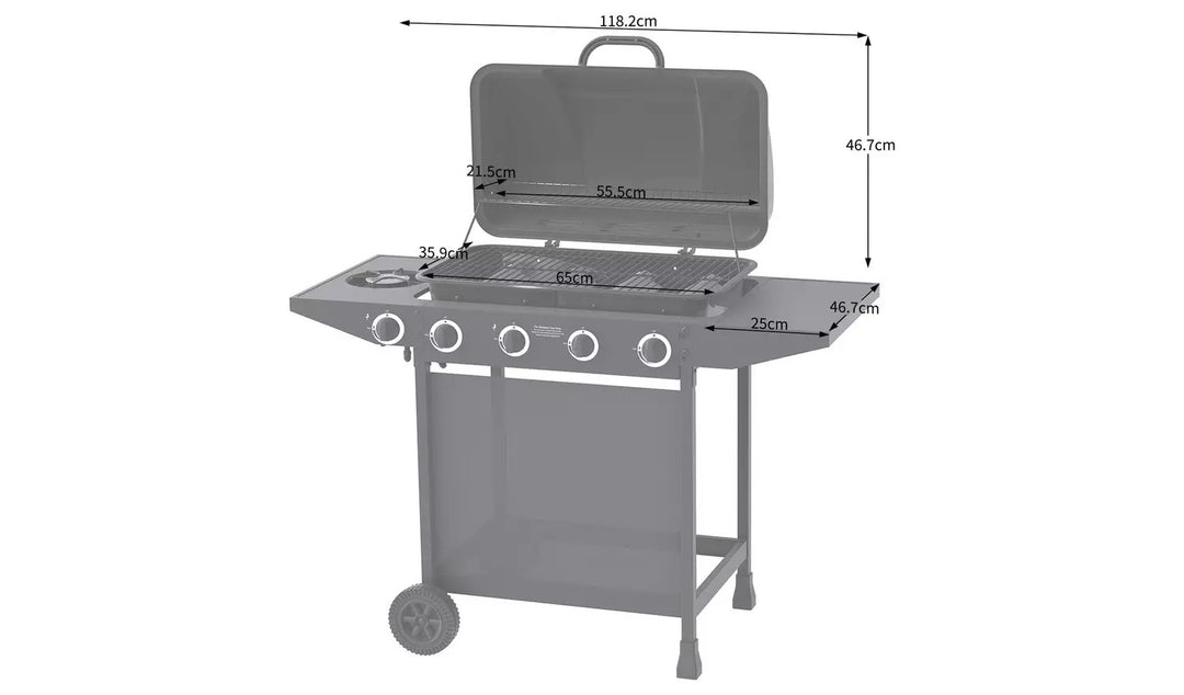 Genuine Wheels For Home 4 Burner With Side Burner Gas BBQ - 3451663