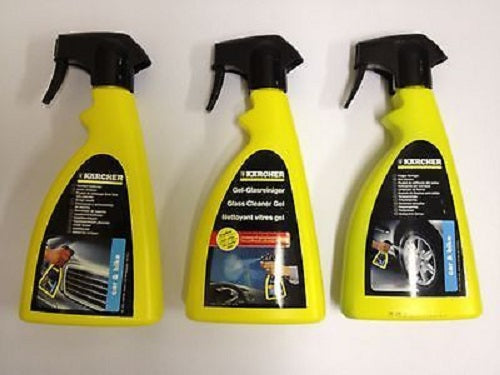 Karcher Car Cleaning Spray Kit 3 Bottles Rim Cleaner, Glass Gel & Insect Remover