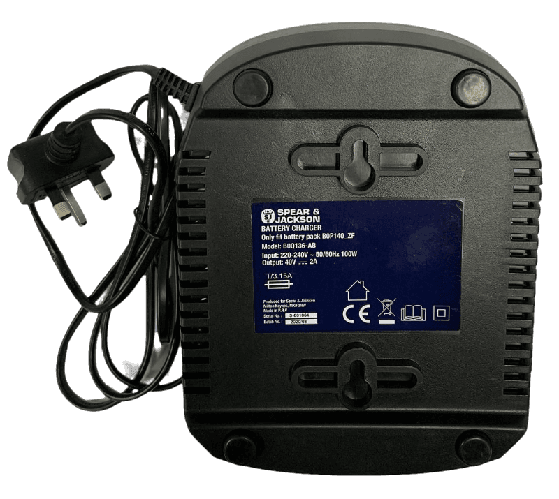 Spear & Jackson Genuine B0Q136-AB Battery Charger 40v For 40cm Cordless Lawnmower - S4040X2CR