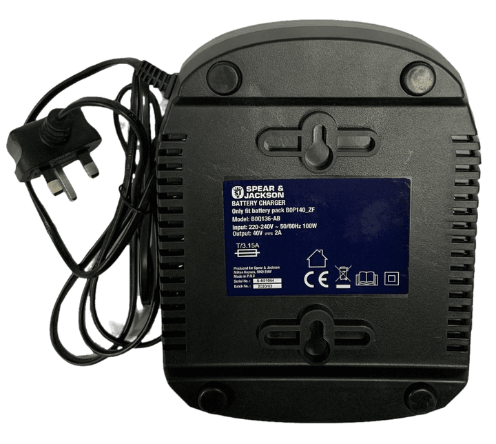 Spear & Jackson Genuine B0Q136-AB Battery Charger 40v For 40cm Cordless Lawnmower - S4040X2CR