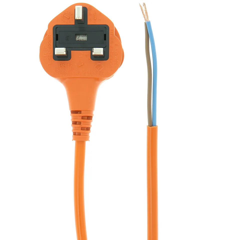 Genuine 10m Long Orange Power Cable Flex Lead Plug For Flymo Lawnmowers & Grass Trimmers