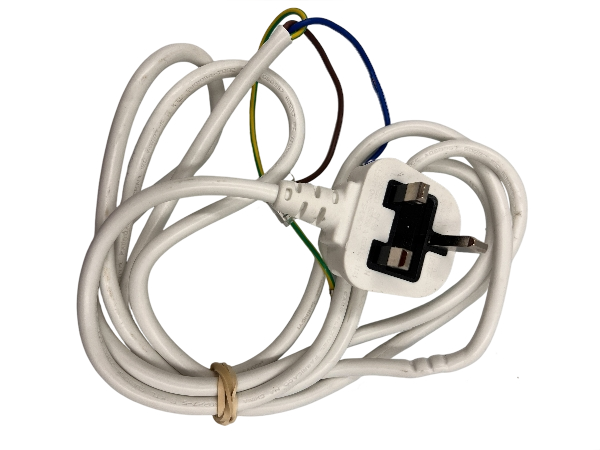Genuine White 2m Power Cable Flex Lead Plug For Challenge D015B 10 & 16L Dehumidifiers