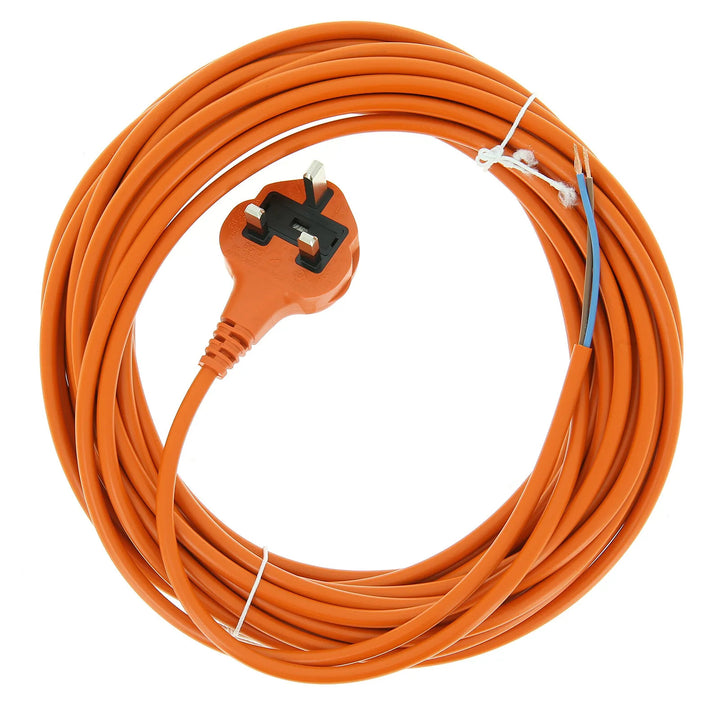 Genuine 10m Long Orange Power Cable Flex Lead Plug For Flymo Lawnmowers & Grass Trimmers