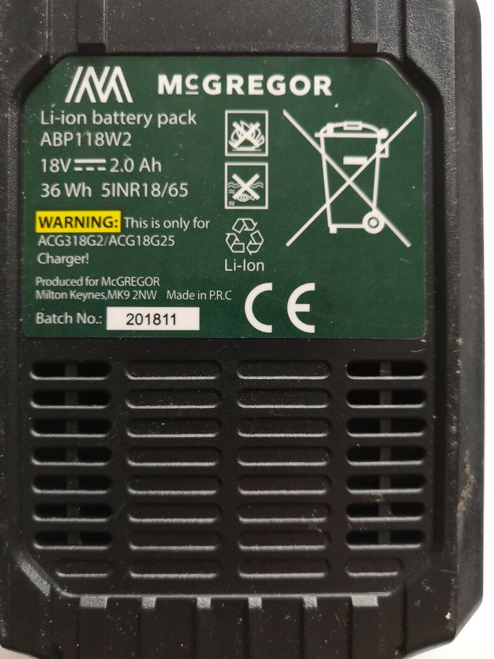 McGregor ABP118W2 Li-Ion 18V Replacement Battery