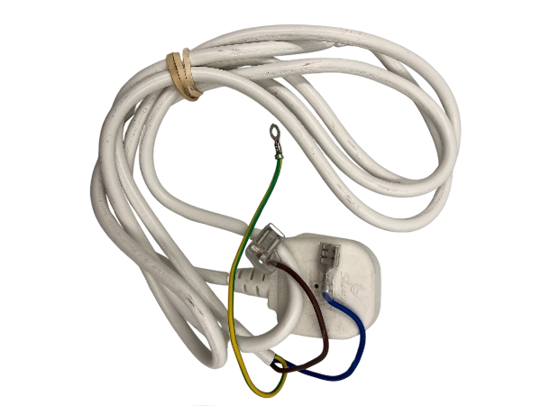 Genuine White 2m Power Cable Flex Lead Plug For Challenge D015B 10 & 16L Dehumidifiers