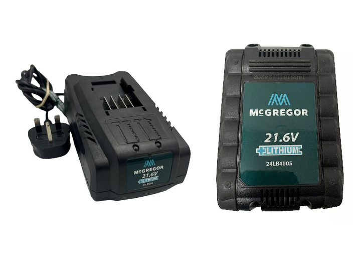 McGregor 21.6V Battery &amp; Charger Kit For MCR2132 MCR2134A Cordless Lawnmower