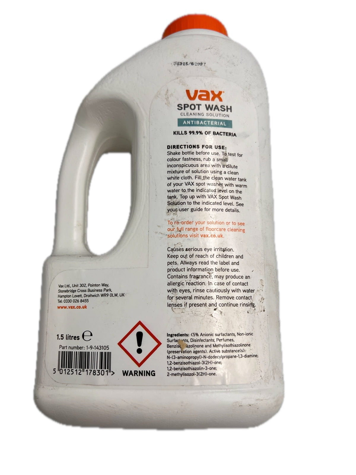 Genuine Spot Cleaning Solution for Vax SpotWash Antibacterial 1.5L