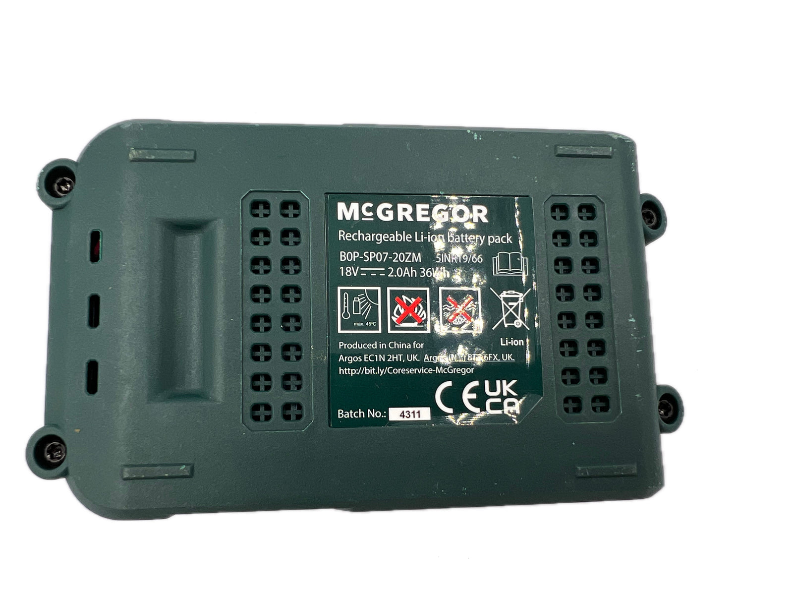 Genuine 18v Battery B0P-SP07-20ZM For McGregor Cordless Hedge Trimmer MCLHT1845