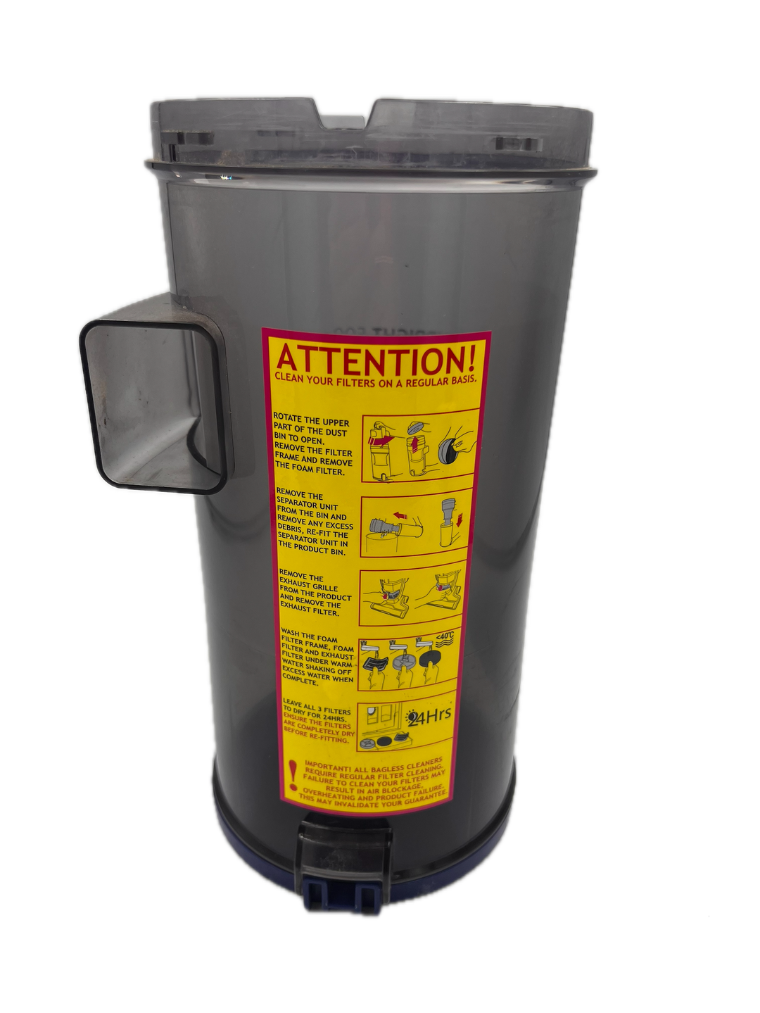 Genuine Dust Container For Hoover H-Upright 500 Sensor Plus Home HU500SBH Upright Bagless Vacuum Cleaner - Blue & Grey