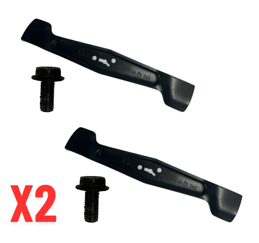 Genuine 2x Blade &amp; Blade Bolt For McGregor MCR2134A 34cm Cordless Rotary Lawnmower