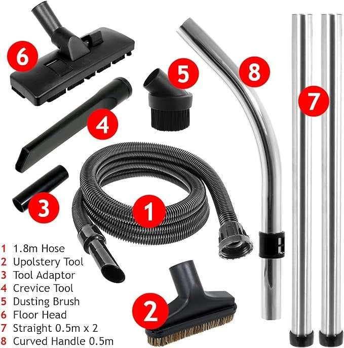 Premium Quality Complete (1.8m / 32mm) Vacuum Hose, Tool & Brush Kit for Numatic Henry, James, Hetty, Edward & Harry Vacuum Cleaners