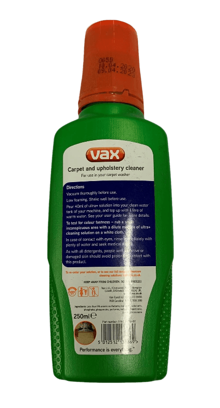 Vax Ultra+ 250ml Carpet Upholstery Cleaning Solution