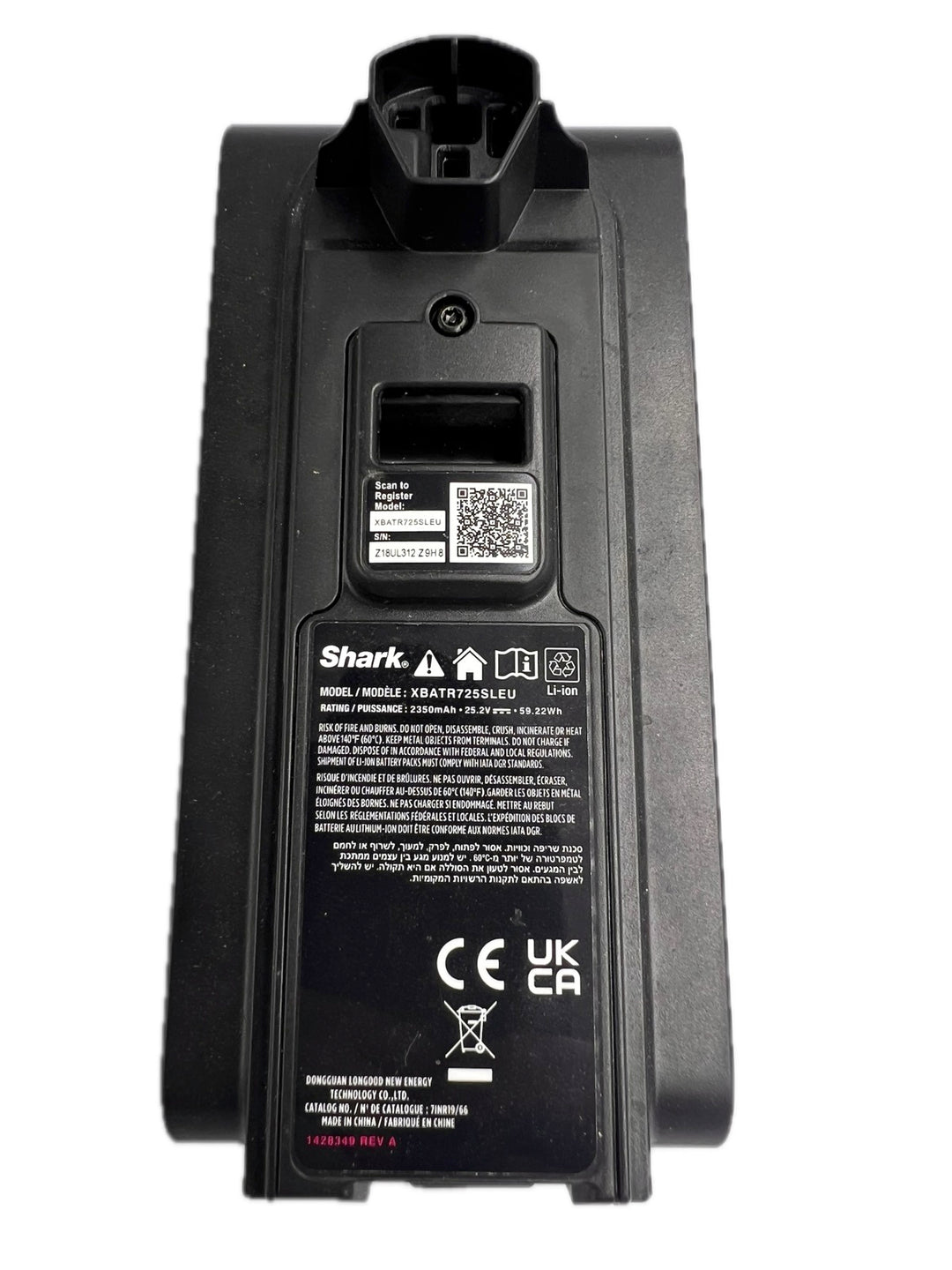 Genuine Battery XBATR725SLEU for Shark IZ400UKT Stratos Pro Anti Hair Wrap+ Pet Corded Vacuum Cleaner